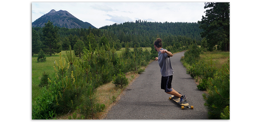 longboarding paved trail near black butte