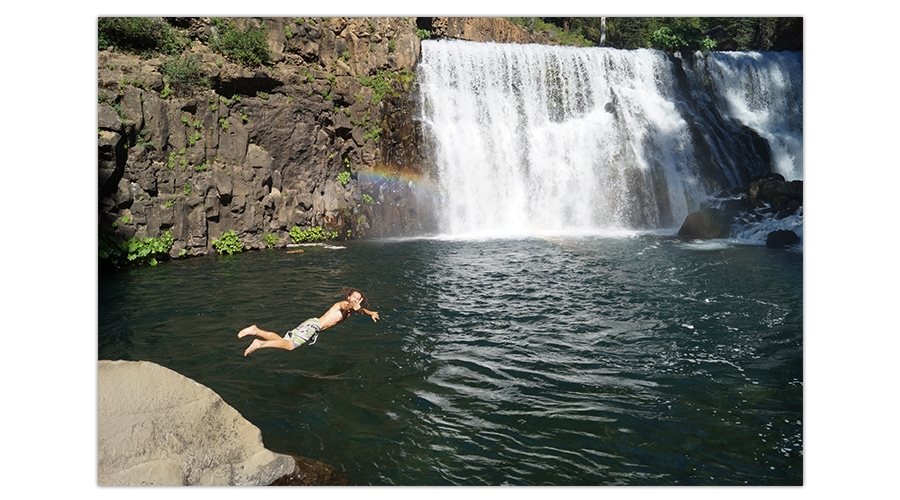 jumping into the river near mccloud falls