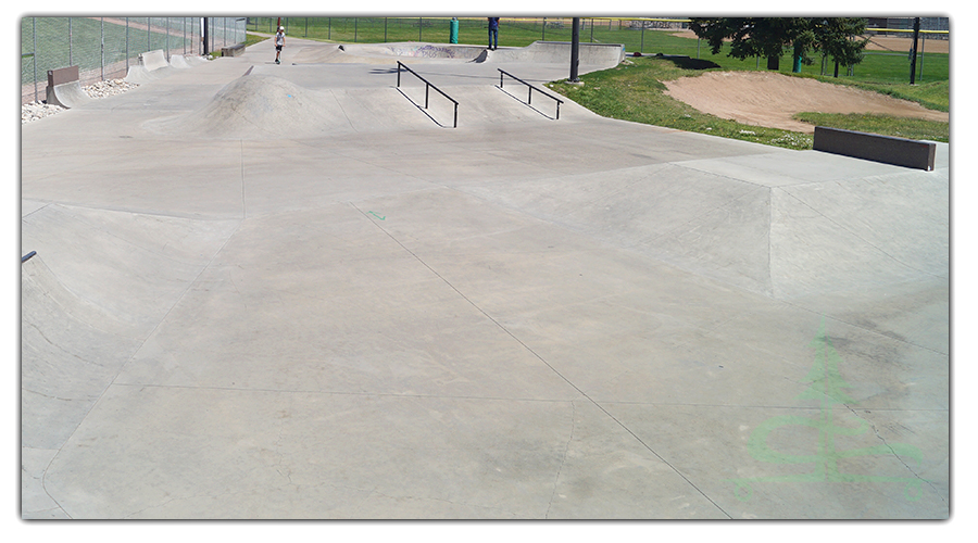 obstacles and mellow section of the gunnison skatepark