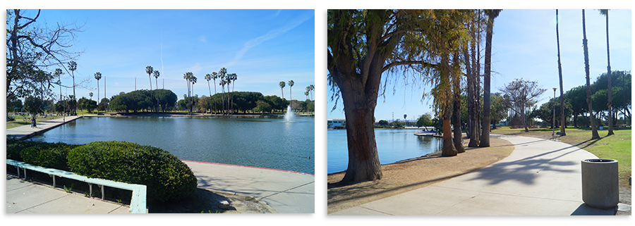 the path winding around the lake 