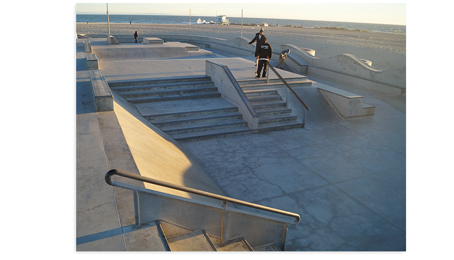 stairs and rails at the venice beach skate park