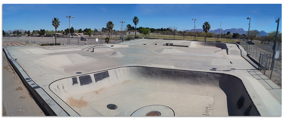 bowl and open layout of las cruces skatepark