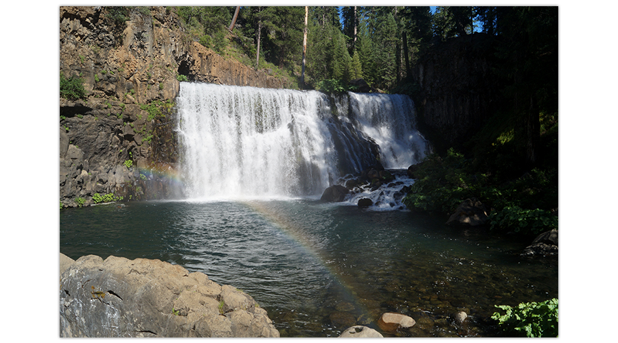 rainbow in the mist of mccloud falls