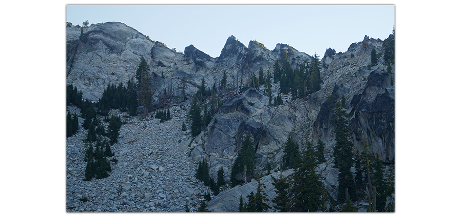 sawtooth ridge as seen from paynes and albert lakes trail