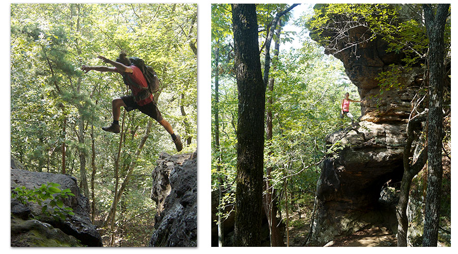 jumping and climbing the cool rock formations at pedestal rocks