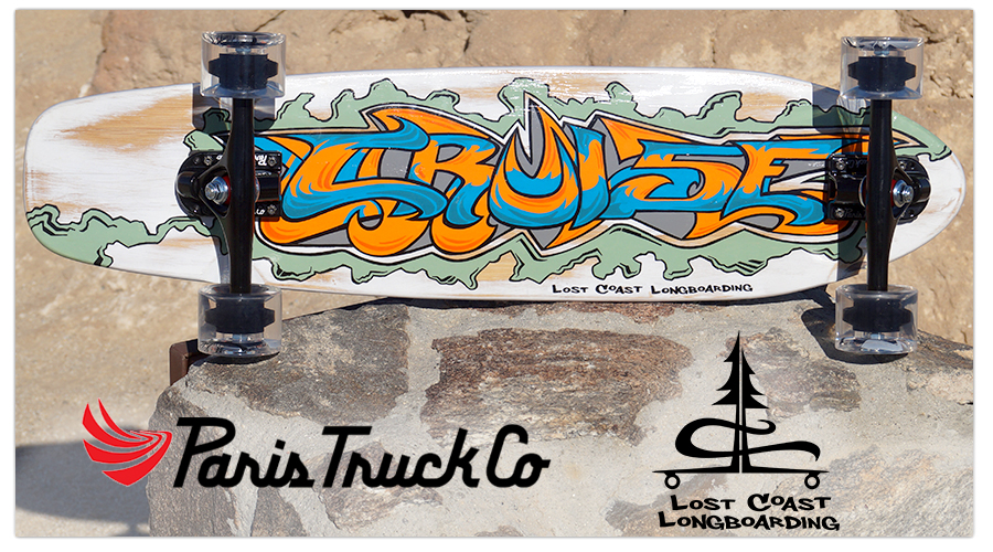 paris trucks on a lost coast longboarding cruiser deck