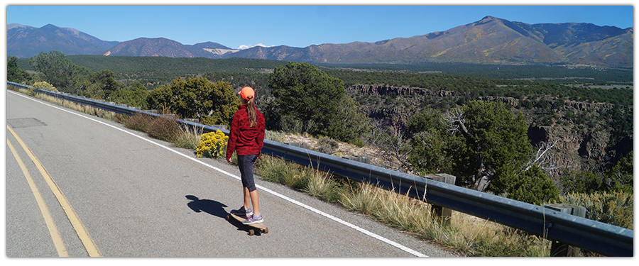 gorge and mountains seen while longboarding rio grande del norte