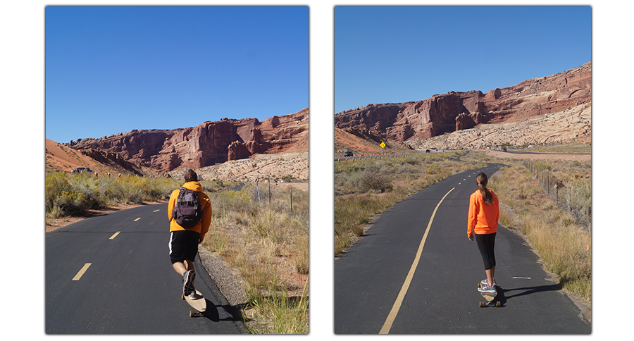 longboarding moab canyon trail 