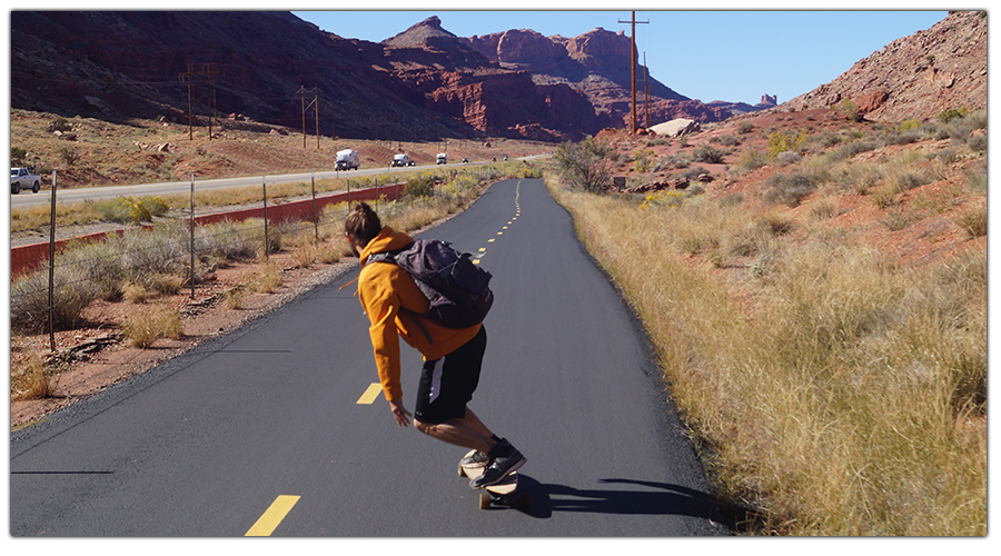 longboarding moab canyon trail downhill section