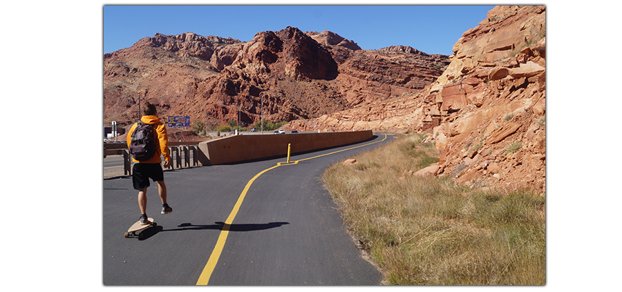 kicking on the uphill section of the paved path