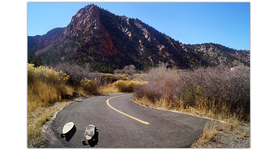 longboards at the start of the hill of coal creek trail