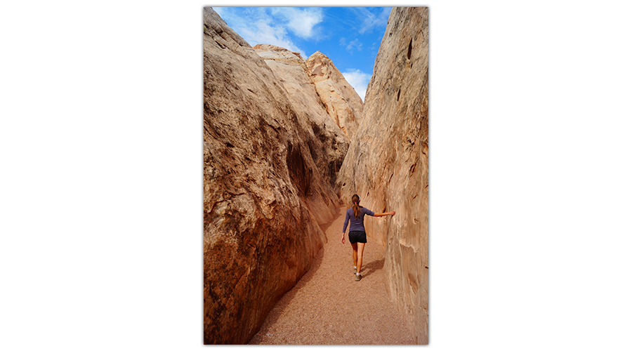 walking through a colorful canyon