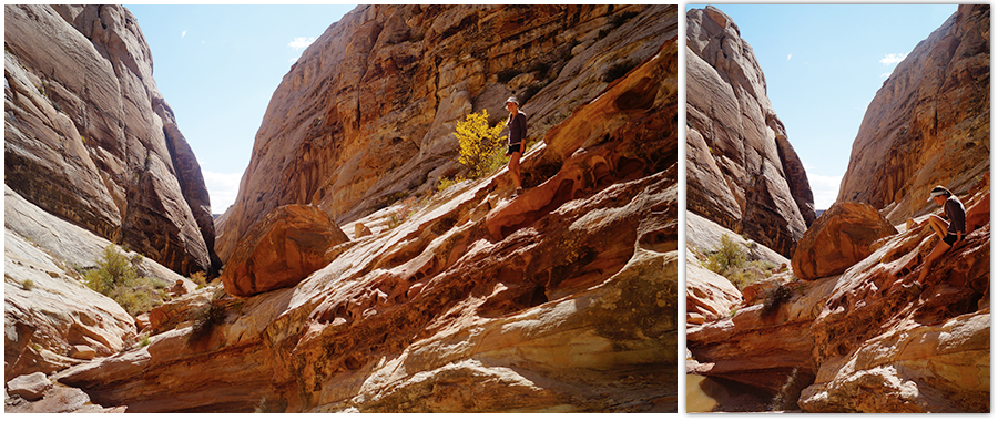 climbing around in the canyon