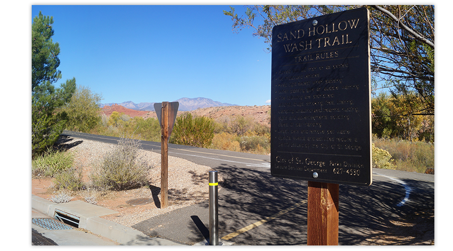 sand hollow wash trail sign