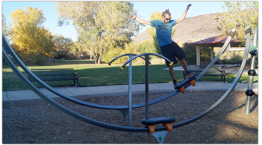 half pipe playground contraption at cottonwood cove park