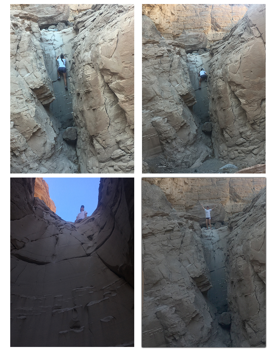 climbing dry falls in calcite mine area