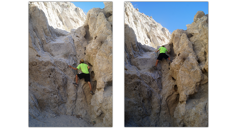climbing an obstacle in quartz vein wash