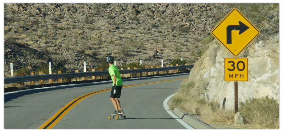 sharp curve on yaqui pass longboard run