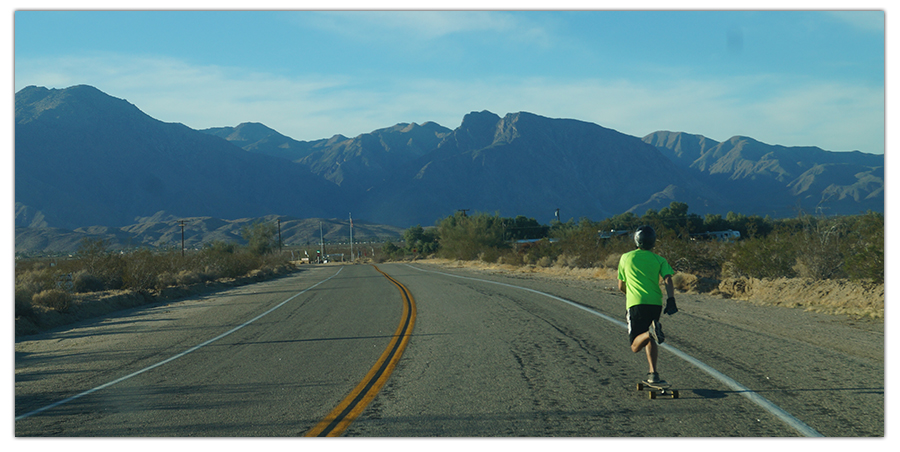 longboarder nearing borrego springs