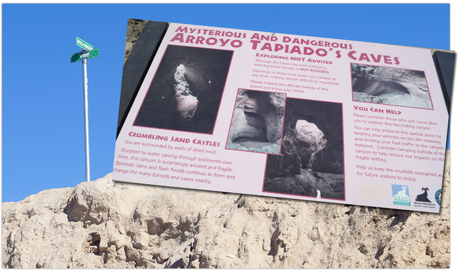 information sign arroyo tapiado mud caves