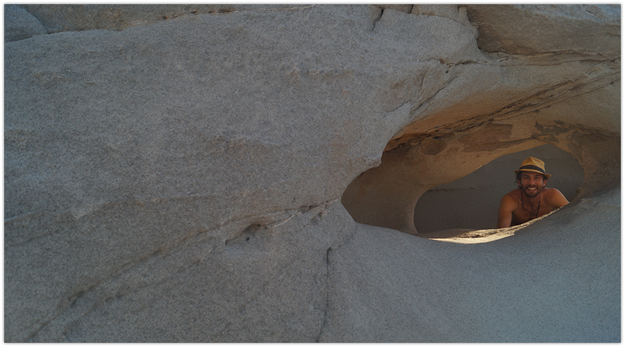 hiker exploring the wind caves