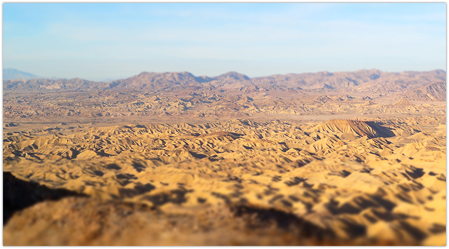 sprawling desert badlands