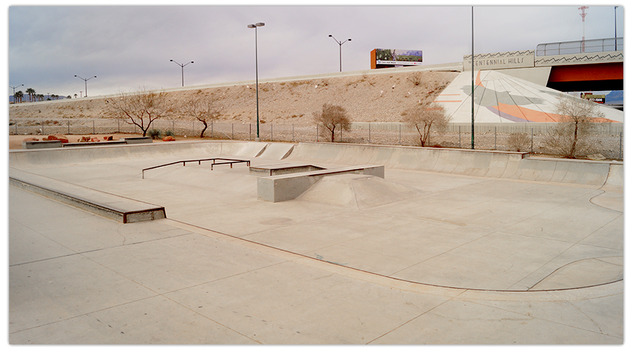 The large bowl area of Mountain Ridge Skatepark