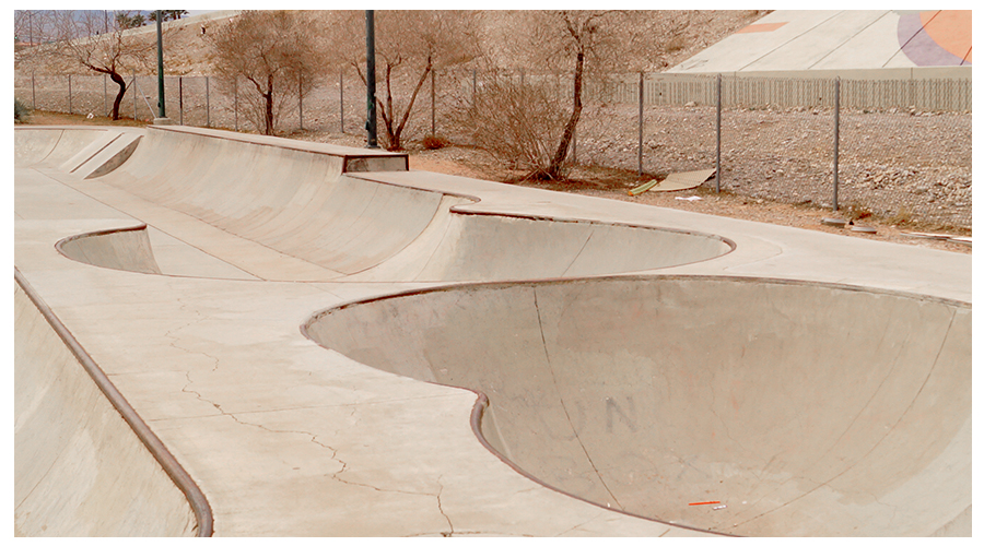 close up of the mountain ridge skatepark bowls