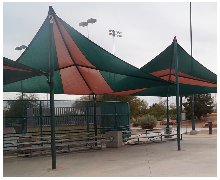 shade and bleachers at the mountain ridge skatepark