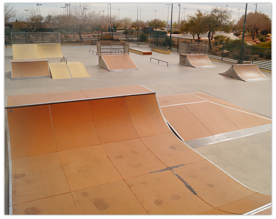 Large street section of the Mountain Ridge Skatepark