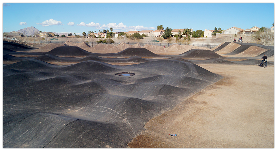 Hills and banked turns in pump track