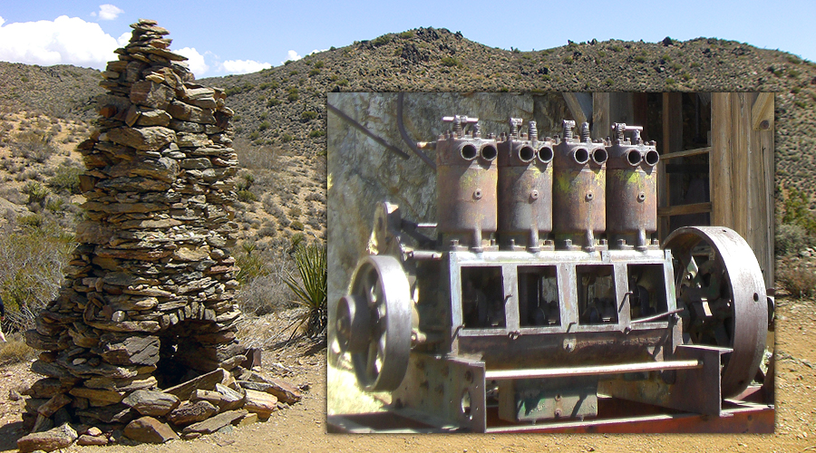 old rock chimney and historic old mine remains on lost horse mine trail