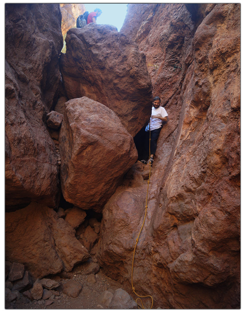 repelling down ropes to get to gold strike hot springs