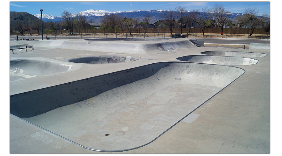 Skate park bowls at skate park in Reno Nevada