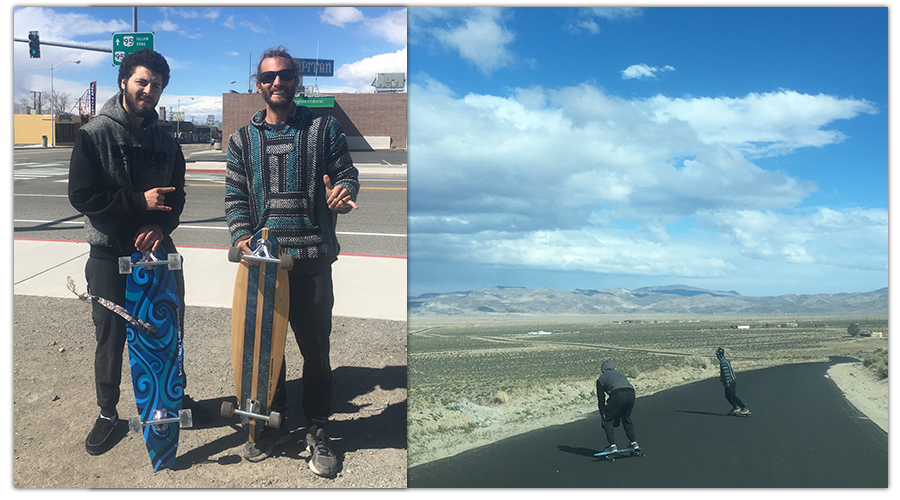 bombing a hill on longboards