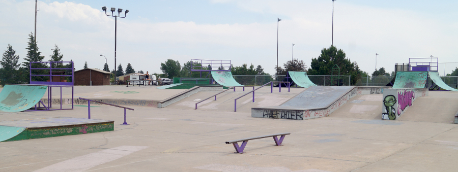 Ramps, rails, and ledges at the Cheyenne Skatepark