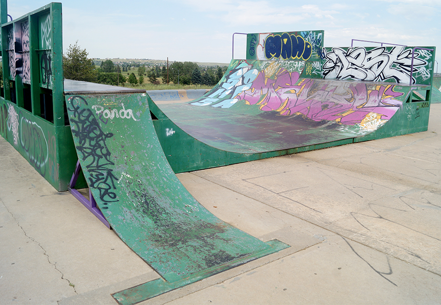 Half pipe with cool graffiti at the Cheyenne Skatepark