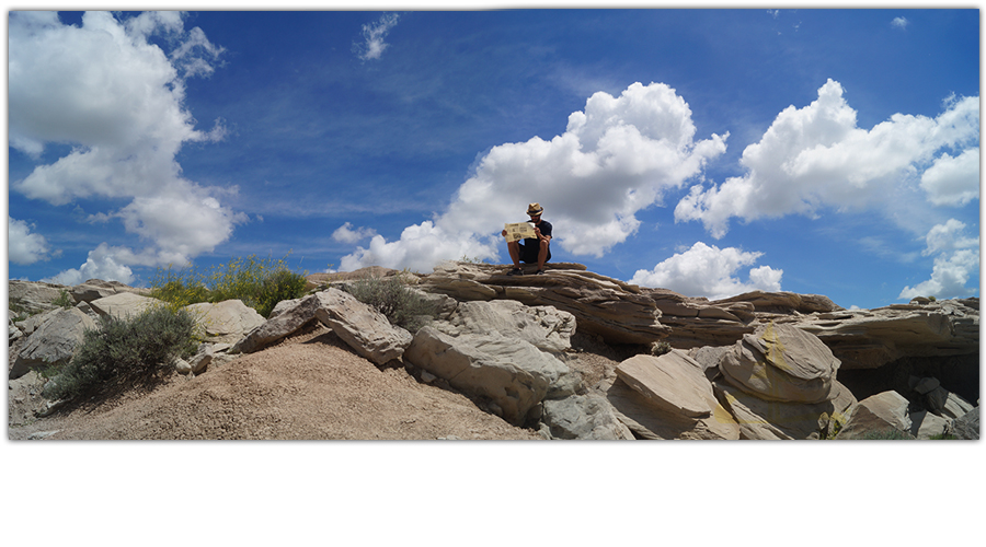 reading interpretive brochure on toadstool geologic park hiking trail