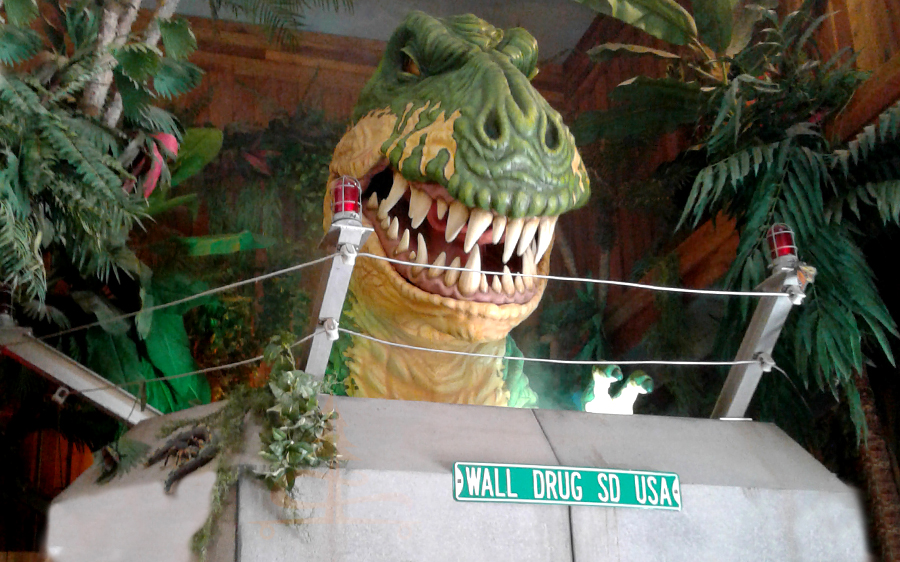 t rex exhibit at wall drug in south dakota