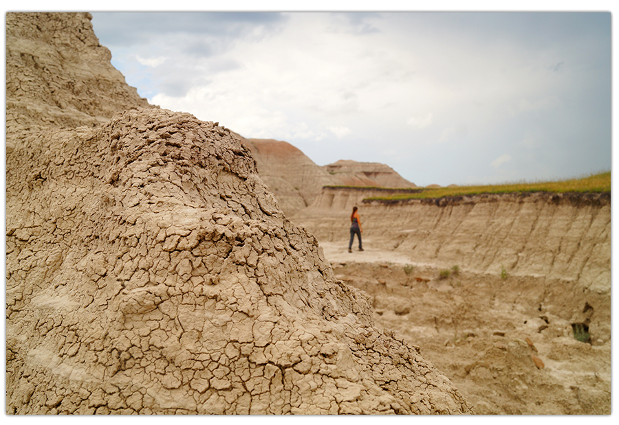 crumbling sediment formations near badlands national park