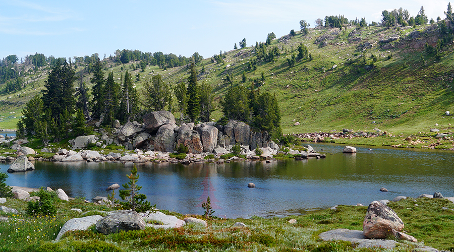 beautiful lake with granite island