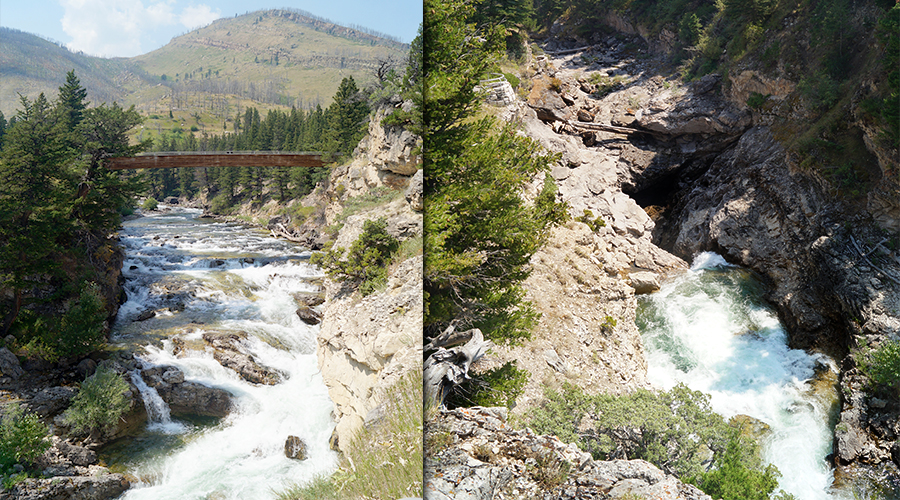 wooden bridge crossing the boulder river natural bridge area 