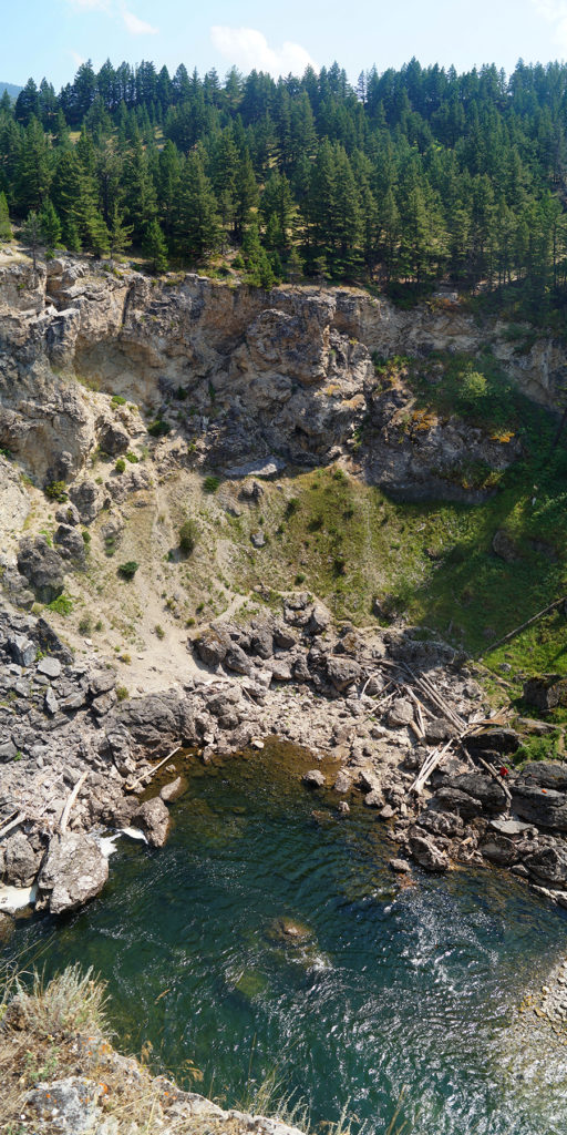 steep drop off to beautiful river below