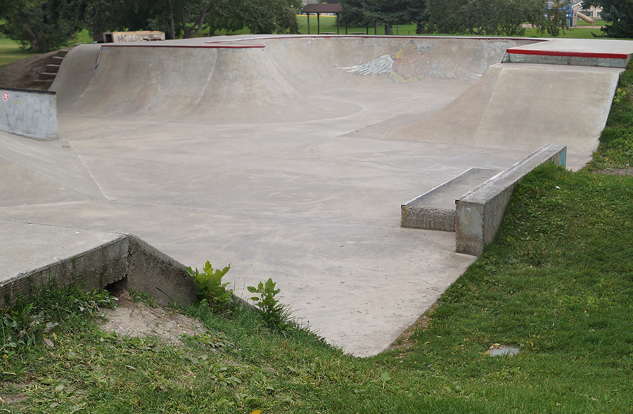 view of bozeman skatepark as you approach it