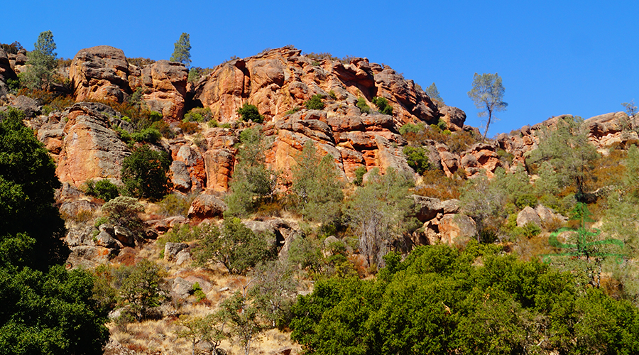 rocky terrain seen from hikes in pinnacles national park