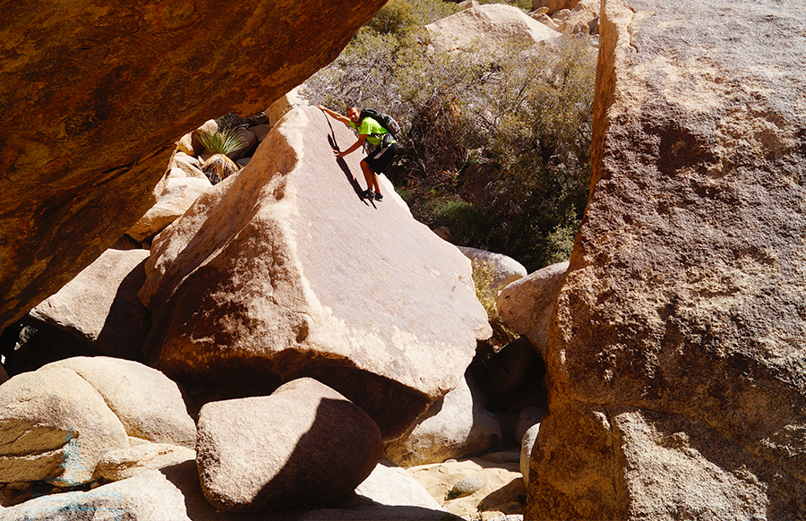 climbing around on massive boulders