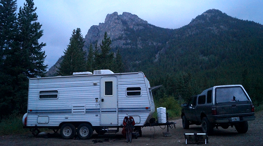 camping near red lodge with rugged mountain view
