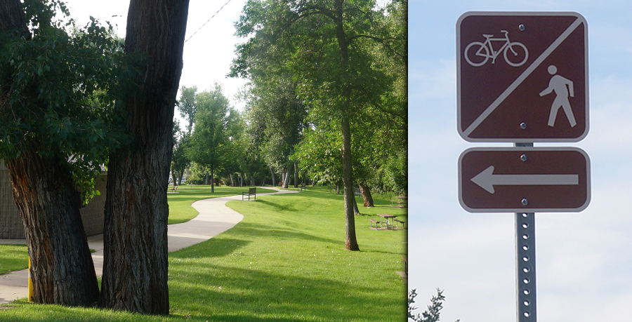 winding path and sign on spearfish bike path