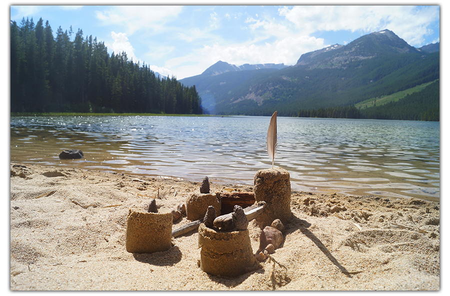 sand castle on island lake in beartooth wilderness