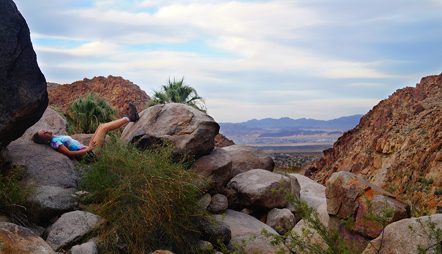 relaxing on the boulders